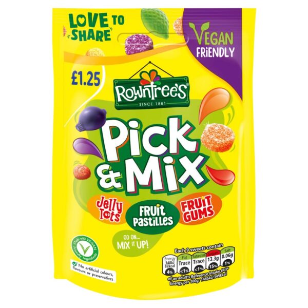 Rowntree's Pick & Mix Vegan Friendly Sweets Sharing Bag 120g PMP £1.25